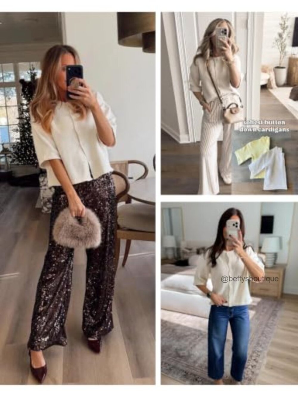 Cropped Knit Cardigan 3/4 Sleeve Lightweight Sweater